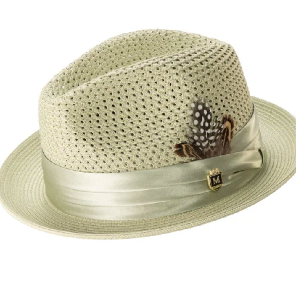 Men's Mint Mesh Fedora Hat - Montique Pinch Crown Fedora. H-34
